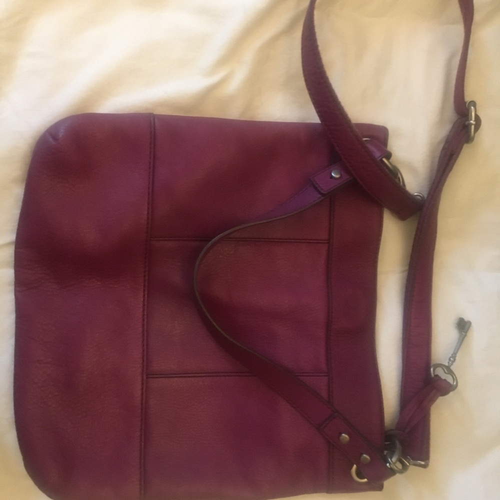 Fossil Leather Fuschia Shoulder/Crossbody Bag